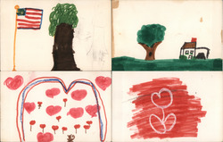 Set of 4 Hand Drawn Postcards by Children Postcard