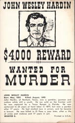 John Wesley Hardian Wanted For Murder Killed August 1895 Postcard