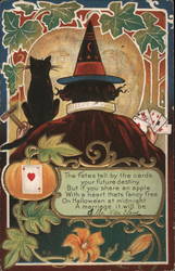 Witch with Cat Card Reading Postcard