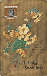 February Birthday Greetings Amethyst Primrose Postcard