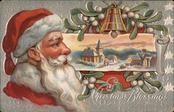Santa Claus Overlooking Town Postcard