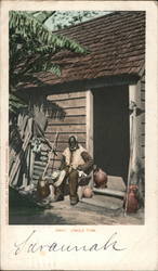 African American Man Sitting On Outside of House Postcard