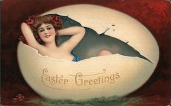 Woman in Easter Egg Postcard