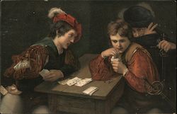 Men playing cards Postcard