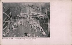 Forecastle of U.S.S. Iowa in Floating Dry Dock Dewey Postcard