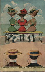 A Full House - Three Queens and a Pair of Jacks Postcard