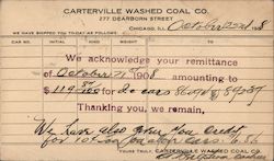 Carterville Washed Coal Company Receipt 1908 Postcard