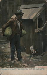 African American Man Holding Watermelons Postcard