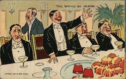 The Would Be Orator - Four Men Sitting Around a Table Postcard