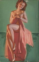 Woman in Heels With Sheet Around Her Pinup Arcade Card