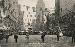 Men Carry Largest Flag in the World, Portola Festival Parade 1909 Postcard