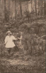 Girl with Tame Kangaroo Postcard