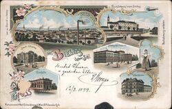 Aus Bielitz Osterr Schl. Stadt-Theater, Furnhalle. Mittelschul-Gebaude. Sporhaase. Postcard