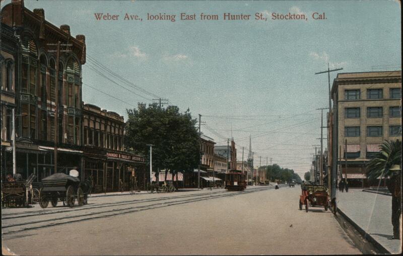 Weber Ave., looking East from Hunter St., Stockton, Cal. California