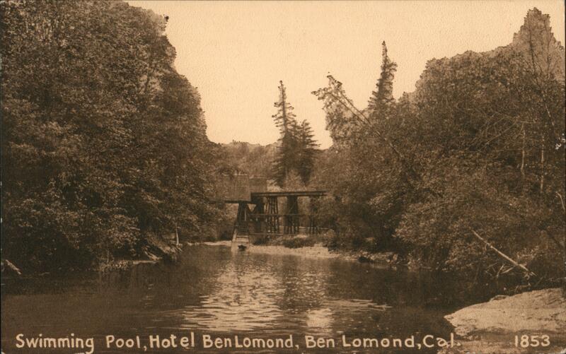 Swimming pool, Hotel Ben Lomond, CA Postcard
