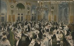 Tan and Gold Dining Room, Hotel Oakland Postcard