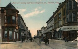 Main Str. looking west from California Str. Postcard
