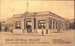 Bank of Mill Vallet Postcard