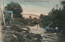 Santa Rosa Cal., Santa Rosa Ave. Bridge Postcard