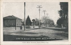 Santa Rosa Avenue from Main Street Bridge Postcard