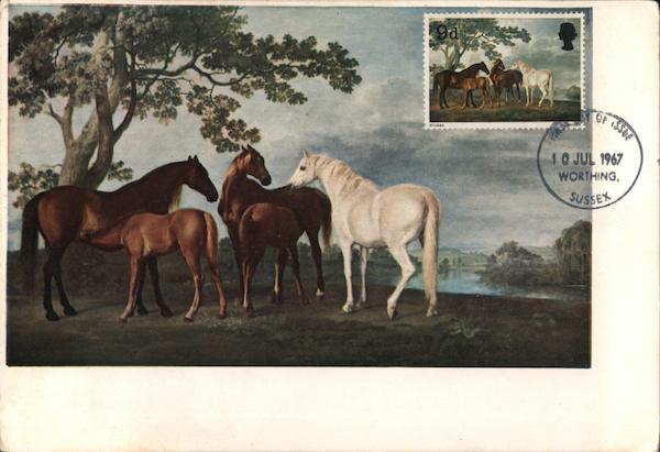 Mares and Foals in Landscape George Stubbs Art