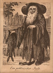 Woodcut "Ein pohlnischer Jude" (A Polish Jew) Large Format Postcard