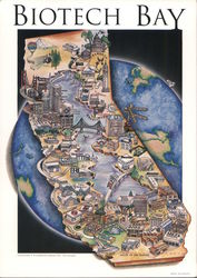 Biotech Bay FusionScape 1991 SF Bay Area San Francisco, CA Large Format Postcard Large Format Postcard Large Format Postcard