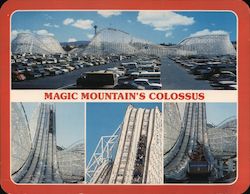 Magic Mountain's Colossus Roller Coaster Large Format Postcard
