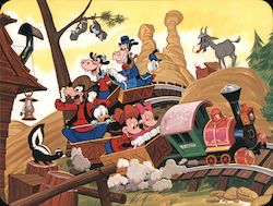 Minnie, Mickey Mouse, and Friends on Big Thunder Mountain Railroad in Walt Disney World Orlando, FL Large Format Postcard Large  Large Format Postcard