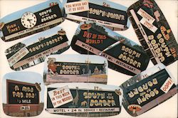 South of the Border Highway Billboard Signs, 1966 Large Format Postcard