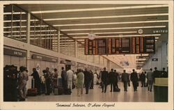 Terminal Interior O'Hare Airport Postcard