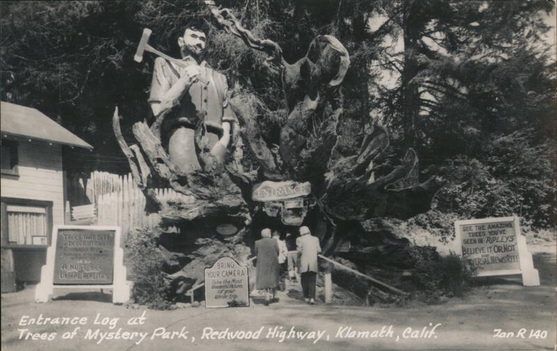 Entrance Log at Trees of Mystery Park, Redwood Highway Klamath California