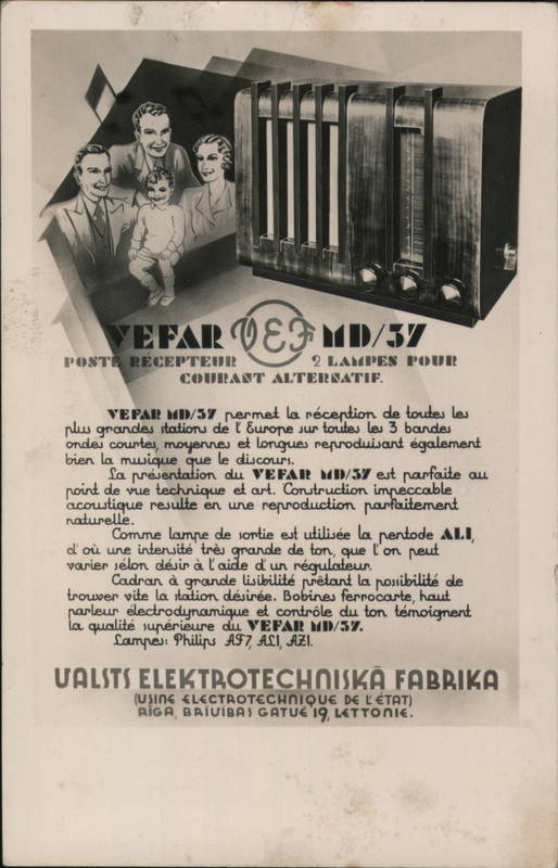 Vefar MD/37 Radio Latvia Advertising