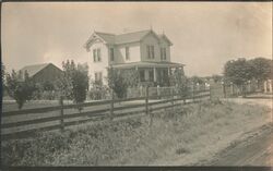 Farm House with Barn in Background Postcard