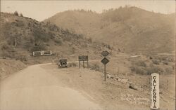 State Line On the Pacific Highway with Model T Postcard