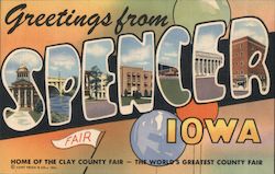 Greetings from Spencer Iowa Postcard Postcard Postcard