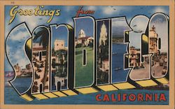 Greetings from San Diego California Postcard Postcard Postcard