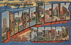 Greetings from Pikes Peak Region Colorado Postcard Postcard Postcard