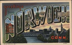 Greetings from Norwich Connecticut Postcard Postcard Postcard