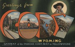 Greetings from Cody Wyoming Postcard Postcard Postcard