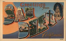 Greetings from San Diego California Postcard Postcard Postcard