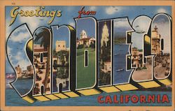 Greetings from San Diego California Postcard Postcard Postcard