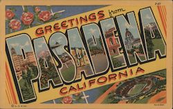 Greetings from Pasadena California Postcard Postcard Postcard