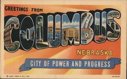 Greetings from Columbus Nebraska Postcard Postcard Postcard