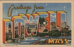 Greetings from Lowell Massachusetts Postcard Postcard Postcard