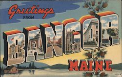 Greetings from Bangor Maine Postcard Postcard Postcard