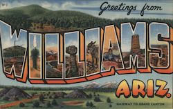 Greetings from Williams Arizona Postcard Postcard Postcard