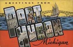 Greetings from Port Huron Michigan Postcard Postcard Postcard