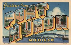 Greetings from Port Huron Michigan Postcard Postcard Postcard