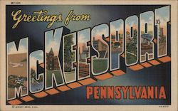 Greetings from Mckeesport Pennsylvania Postcard Postcard Postcard